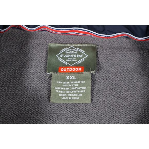 St Johns Bay Jacket Mens 2XL Full Zip Outdoor Pattern Knit Quilted Warm - Picture 3 of 5